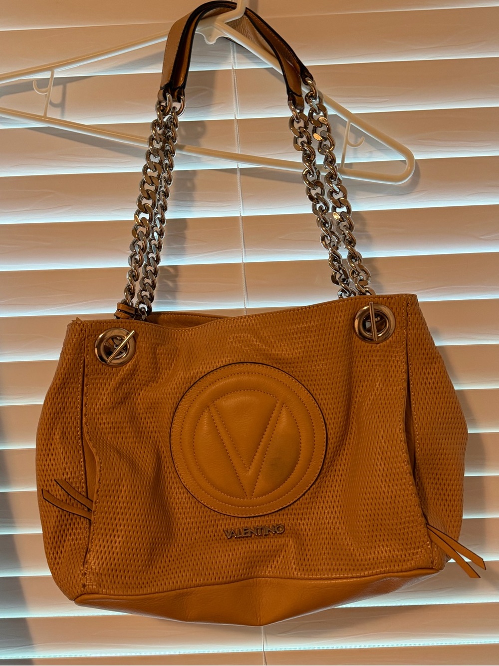 Valentino Tan Leather Chain-Handle Shoulder Bag